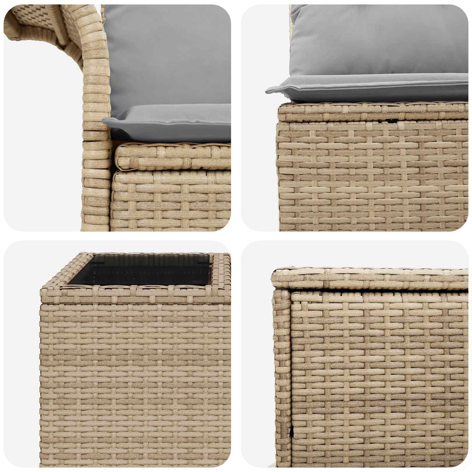 Sofa Set 8 stk. Beige und Hellgrau Polyrattan und Stahl