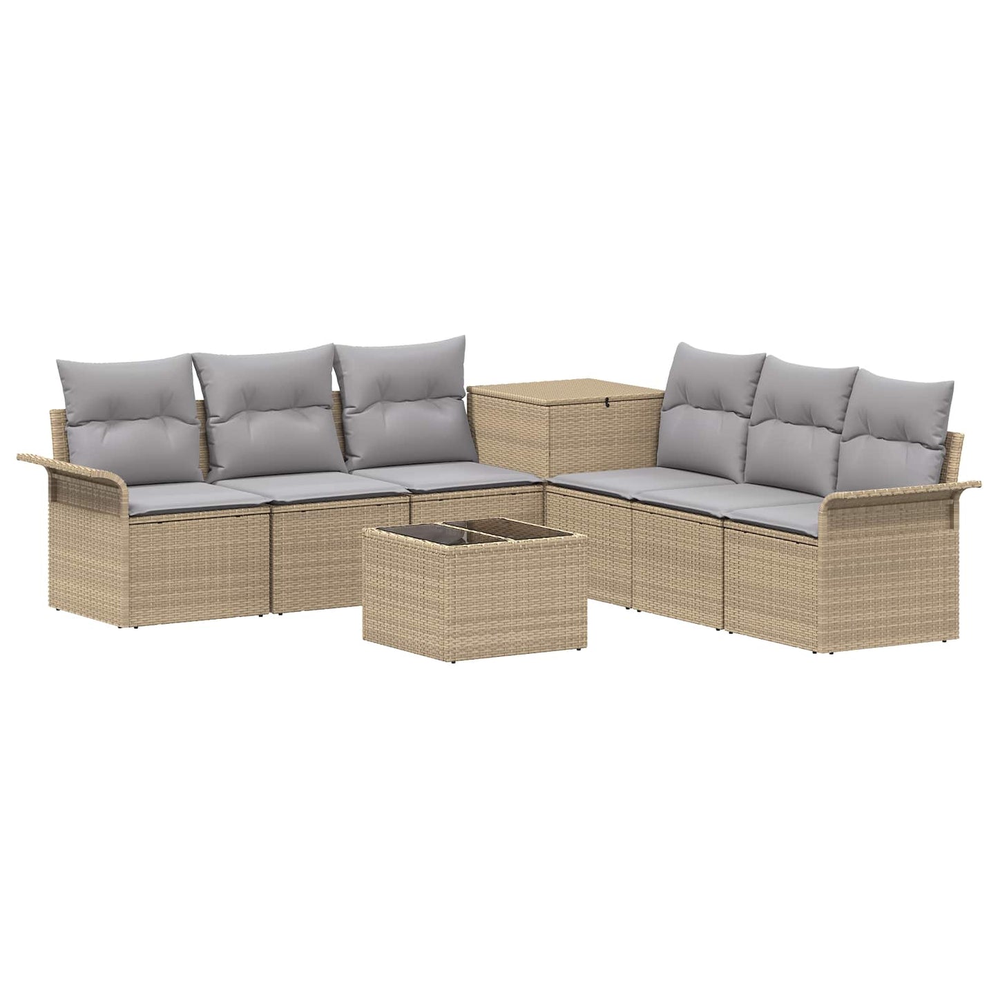 Sofa Set 8 stk. Beige und Hellgrau Polyrattan und Stahl
