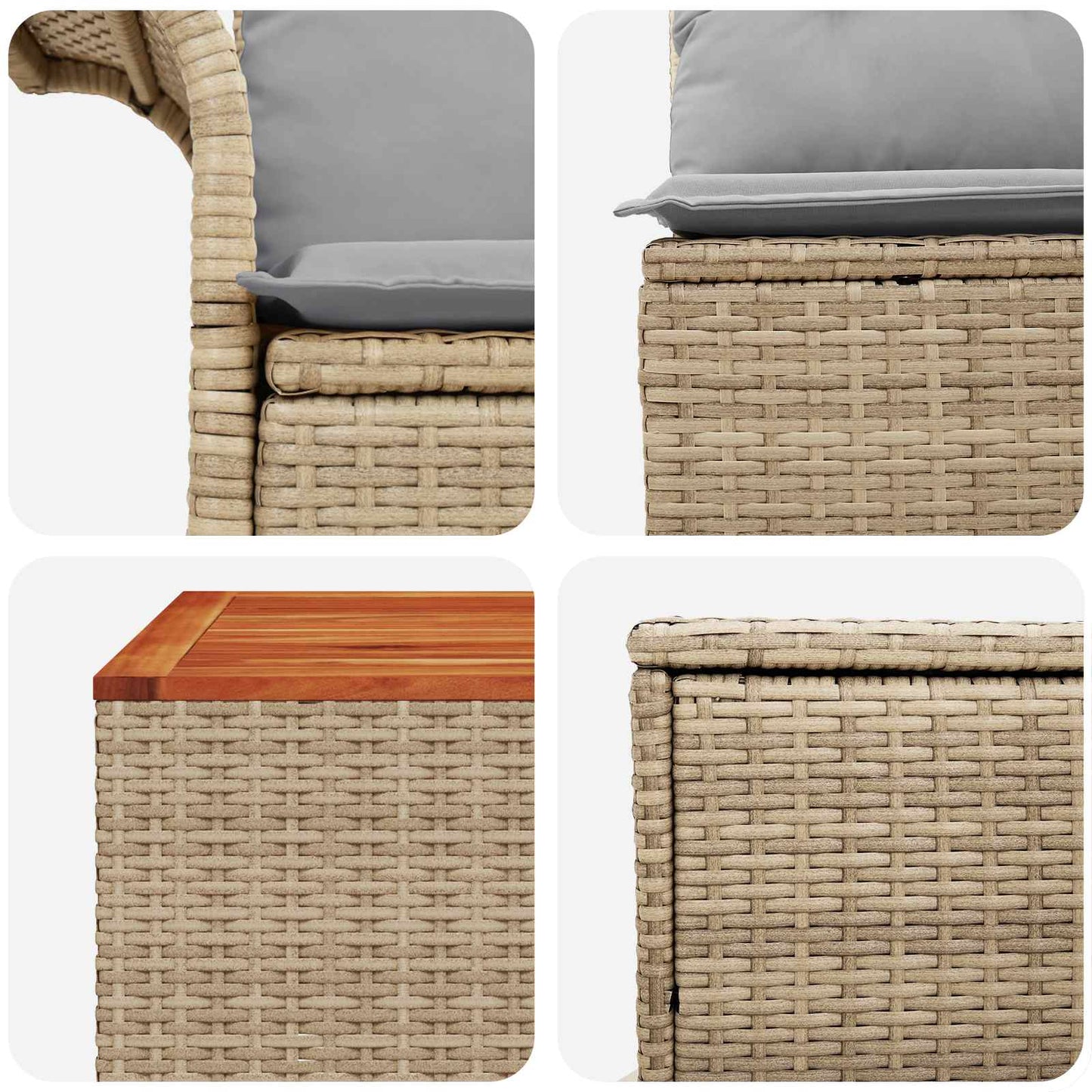 Sofa Set 8 stk. Beige und Hellgrau Polyrattan und Stahl