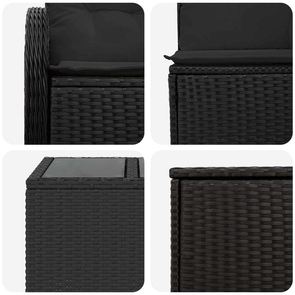 Sofa Set 8 stk. Schwarz 55 x 55 x 37 cm Polyrattan und Stahl