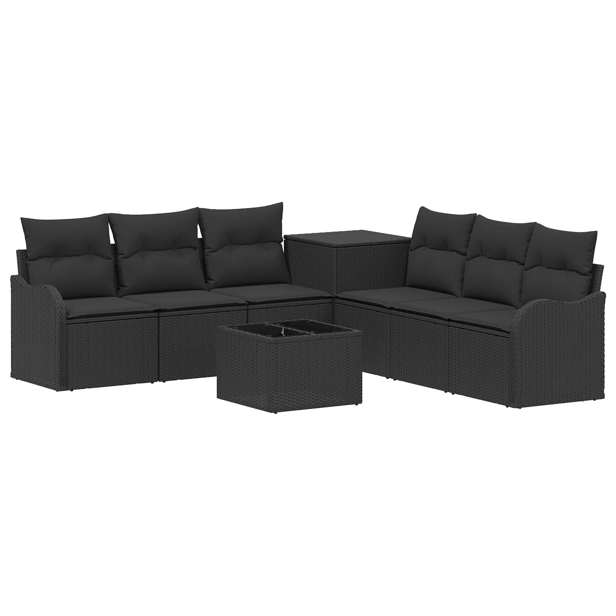 Sofa Set 8 stk. Schwarz 55 x 55 x 37 cm Polyrattan und Stahl