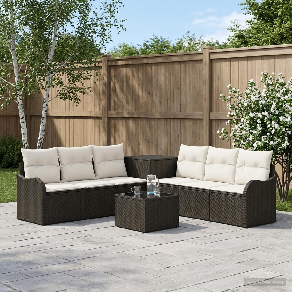 Sofa Set 8 stk. Schwarz und Cremeweiß 55 x 55 x 37 cm