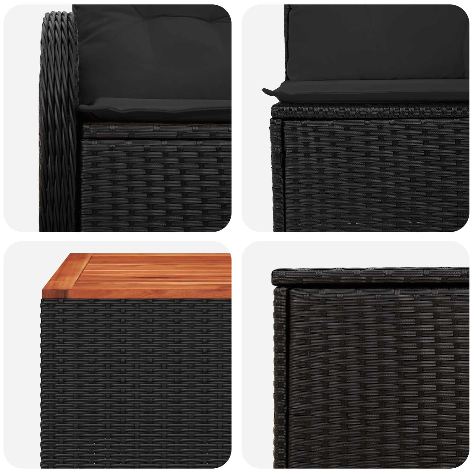 Sofa Set 8 stk. Schwarz Polyrattan und Stahl