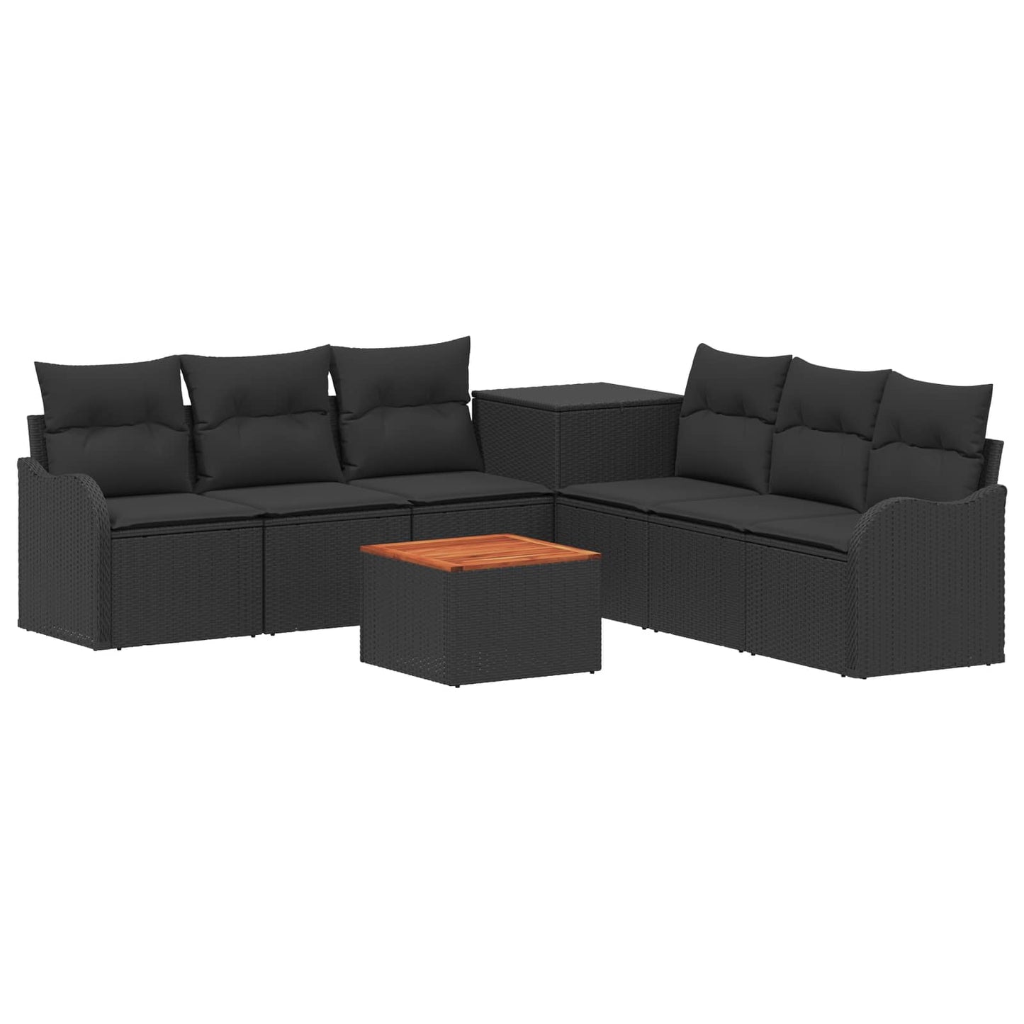 Sofa Set 8 stk. Schwarz Polyrattan und Stahl
