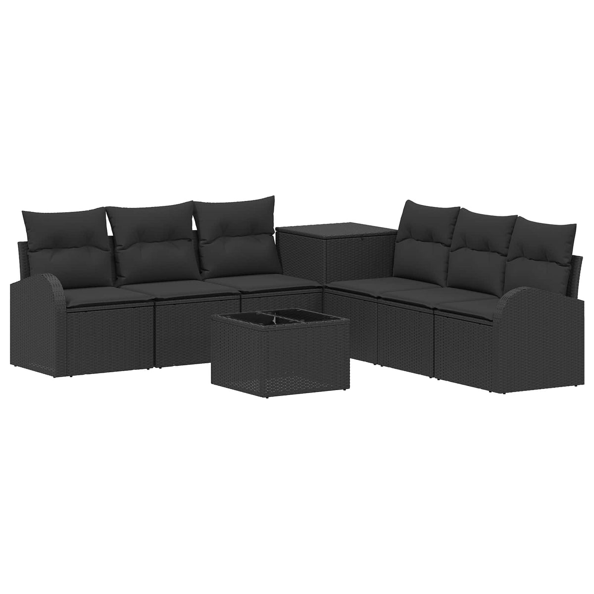 Sofa Set 8 stk. Schwarz 55 x 55 x 37 cm Polyrattan und Stahl