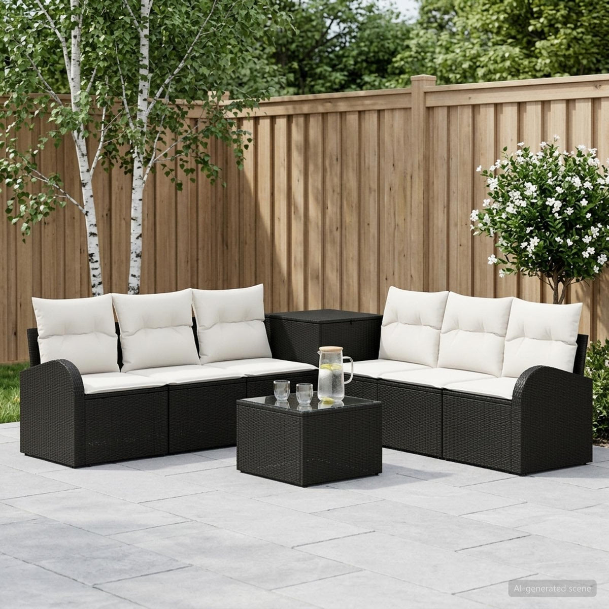Sofa Set 8 stk. Schwarz und Cremeweiß 55 x 55 x 37 cm