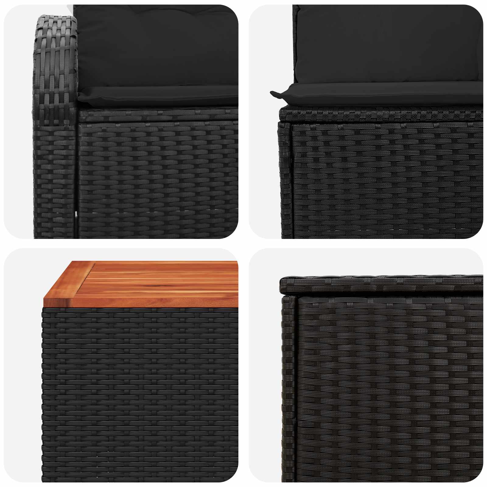 Sofa Set 8 stk. Schwarz Polyrattan und Stahl