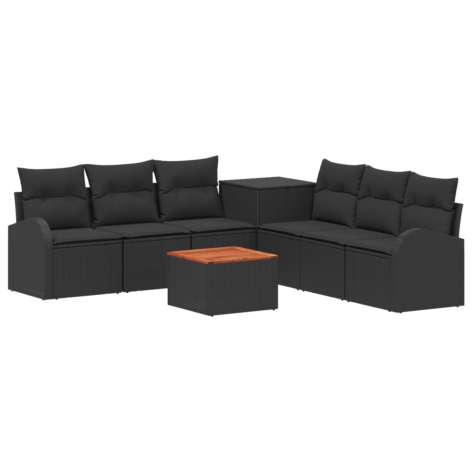 Sofa Set 8 stk. Schwarz Polyrattan und Stahl
