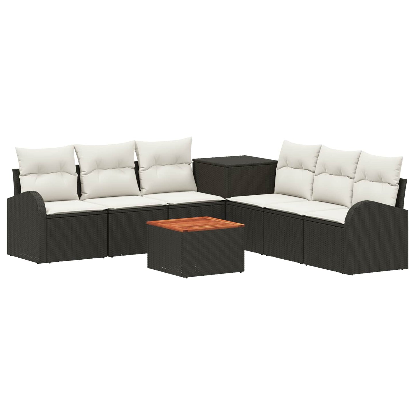 Sofa Set 8 stk. Schwarz und Cremeweiß Polyrattan und Stahl