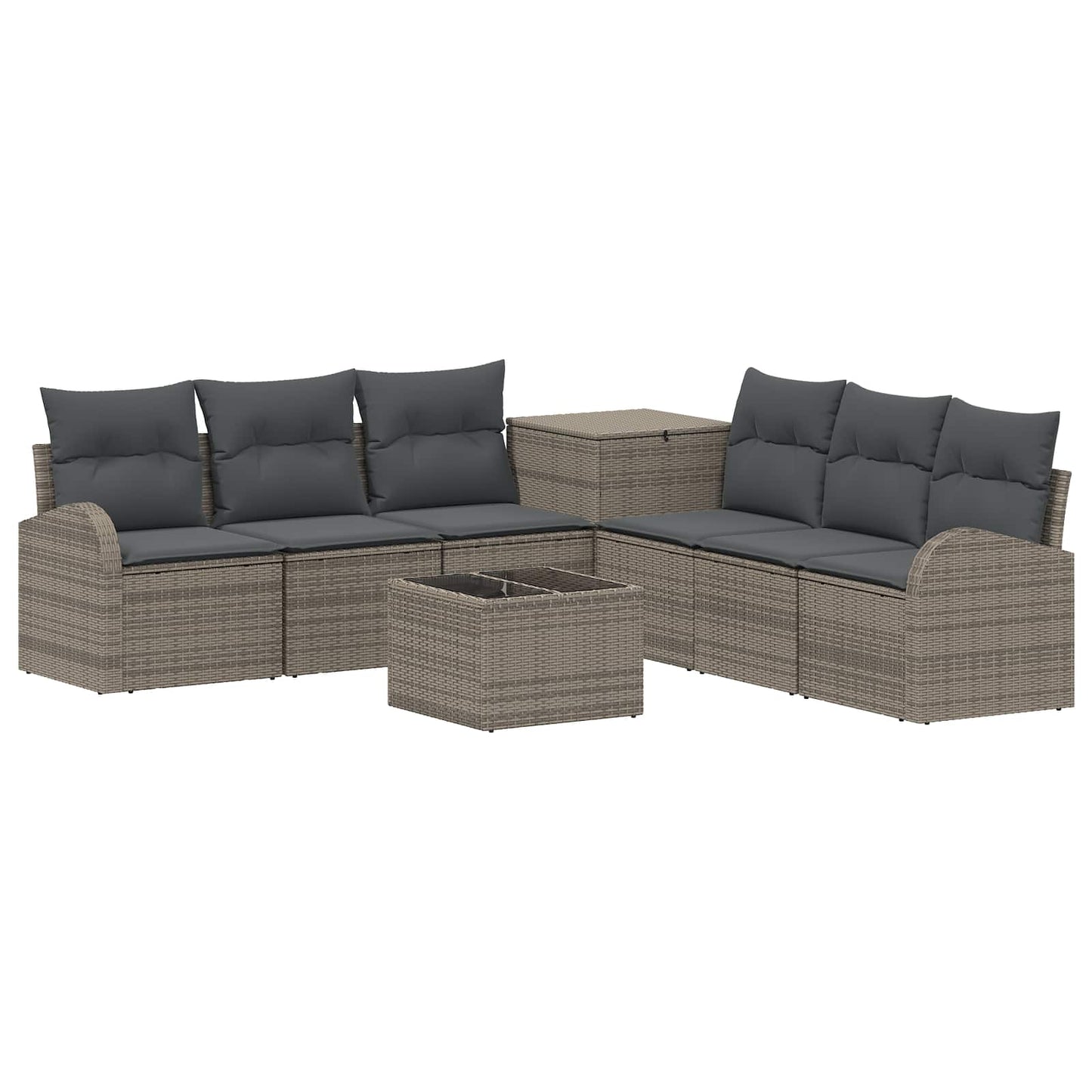Sofa Set 8 stk. Grau und Dunkelgrau Polyrattan und Stahl