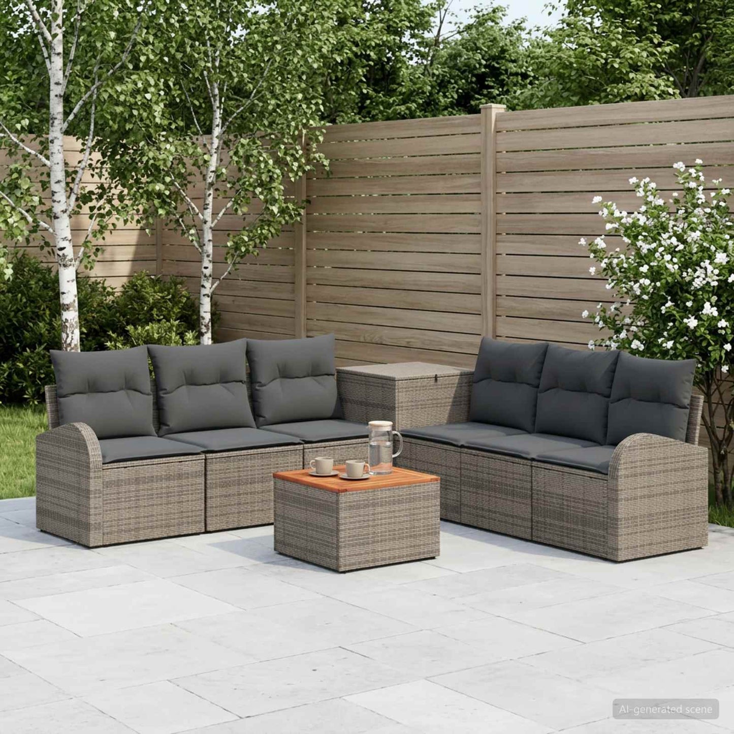 Sofa Set 8 stk. Grau und Dunkelgrau Polyrattan und Stahl