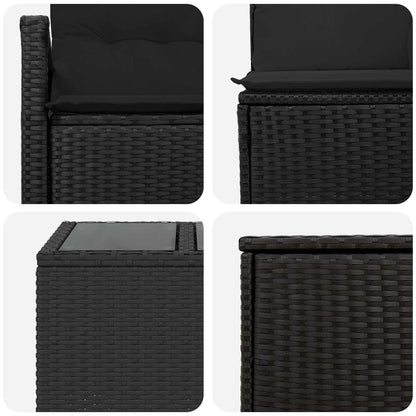 Sofa Set 8 stk. Schwarz 55 x 55 x 37 cm Polyrattan und Stahl