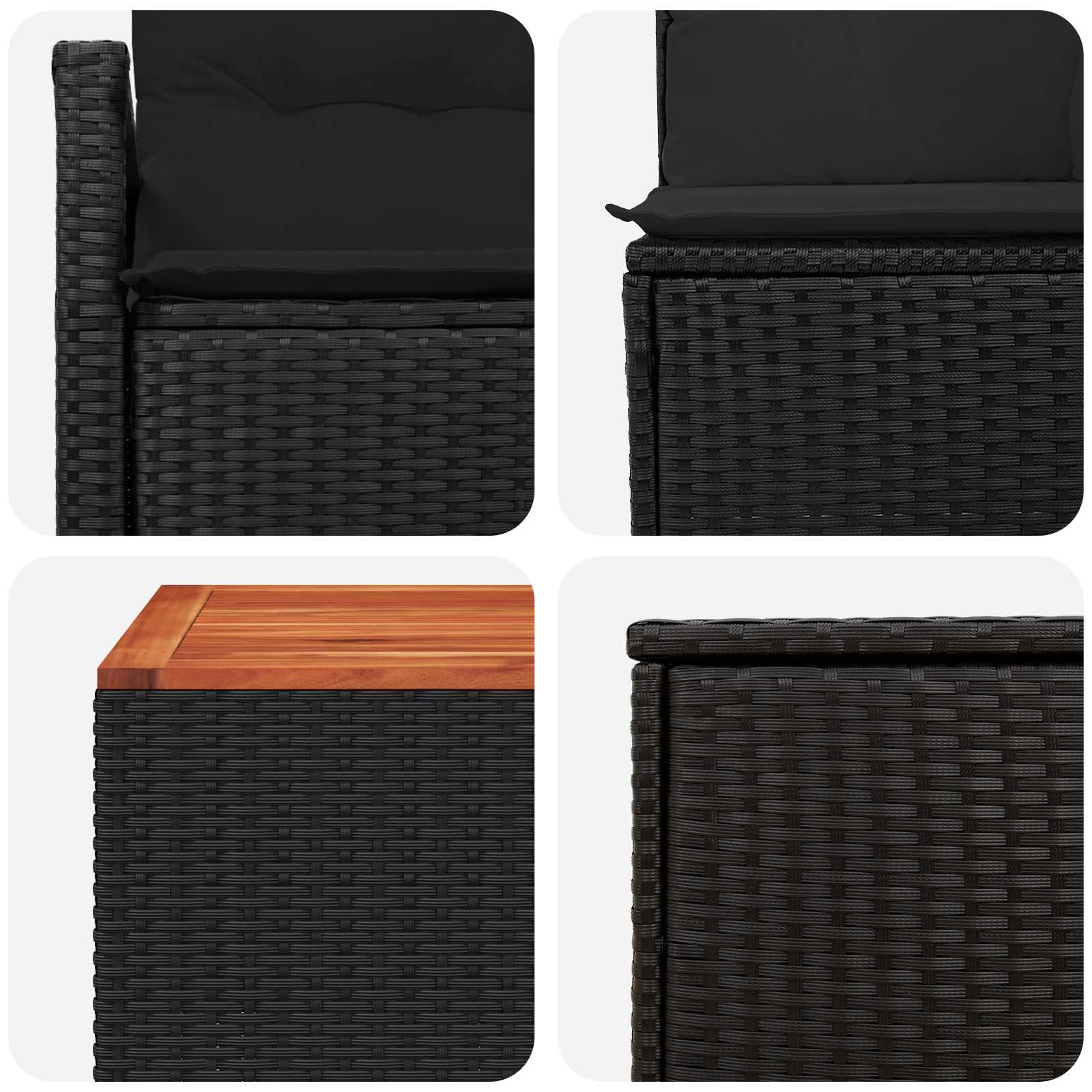 Sofa Set 8 stk. Schwarz Polyrattan und Stahl