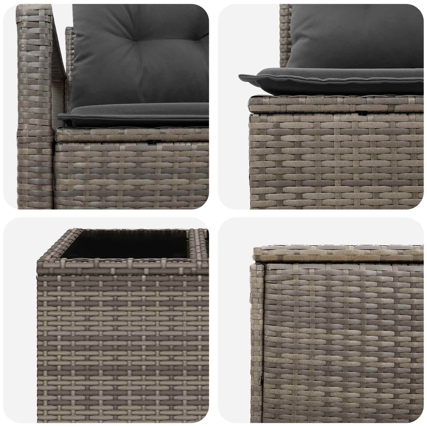Sofa Set 8 stk. Grau und Dunkelgrau Polyrattan und Stahl