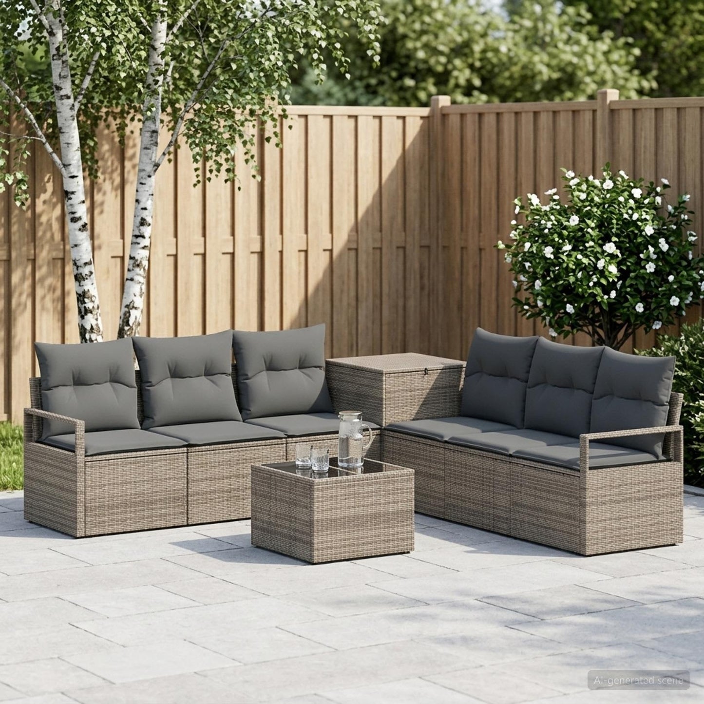 Sofa Set 8 stk. Grau und Dunkelgrau Polyrattan und Stahl