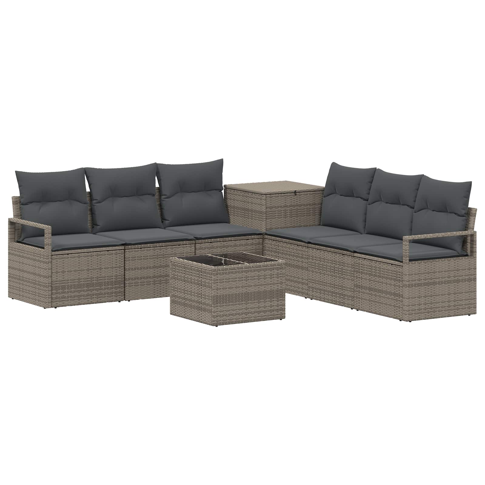 Sofa Set 8 stk. Grau und Dunkelgrau Polyrattan und Stahl