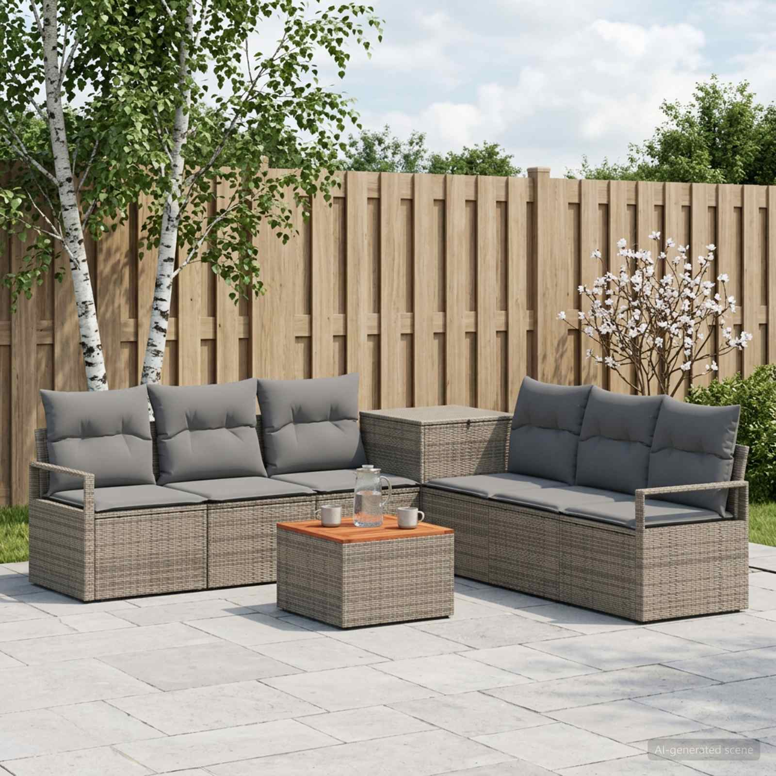 Sofa Set 8 stk. Grau und Dunkelgrau Polyrattan und Stahl