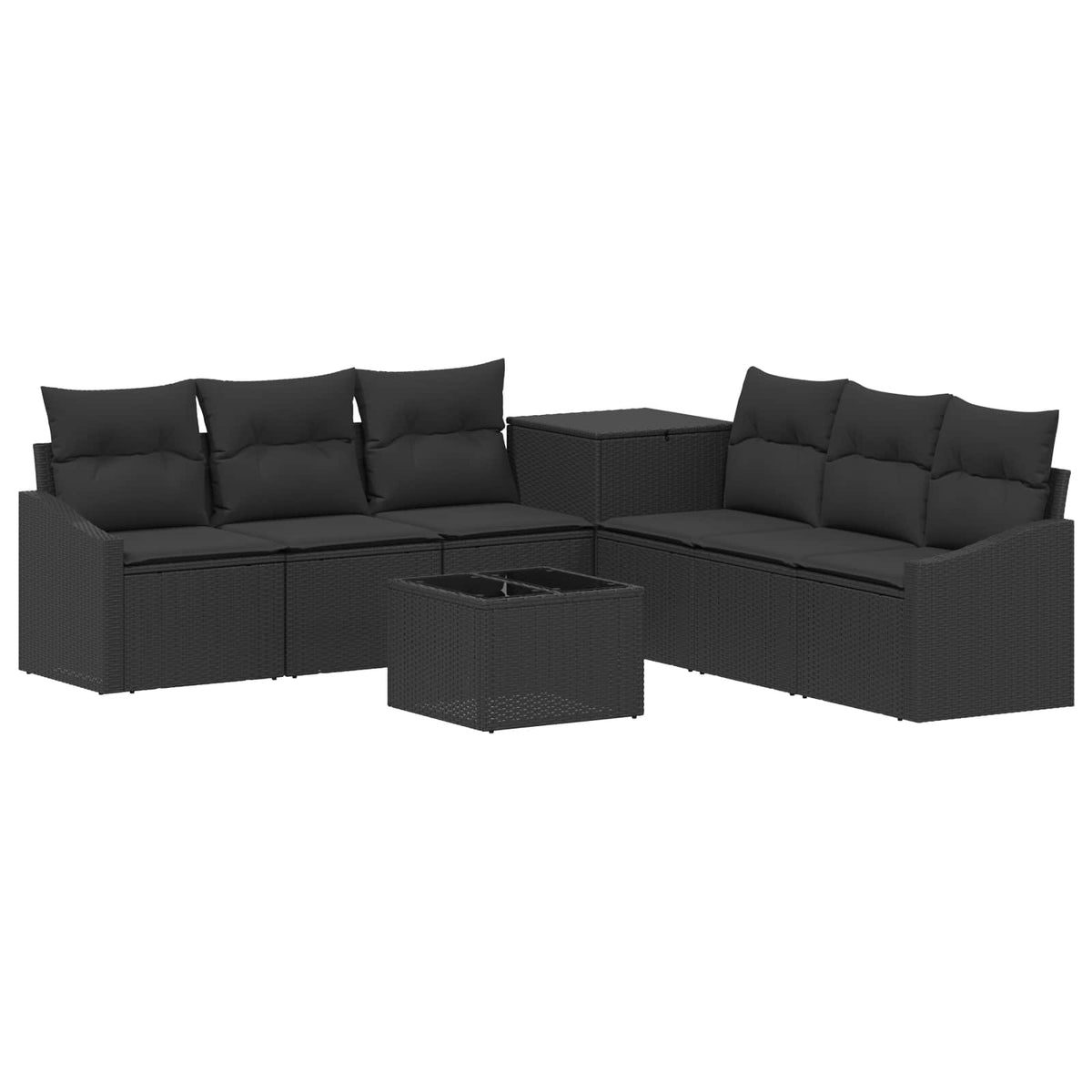 Sofa Set 8 stk. Schwarz 55 x 55 x 37 cm Polyrattan und Stahl