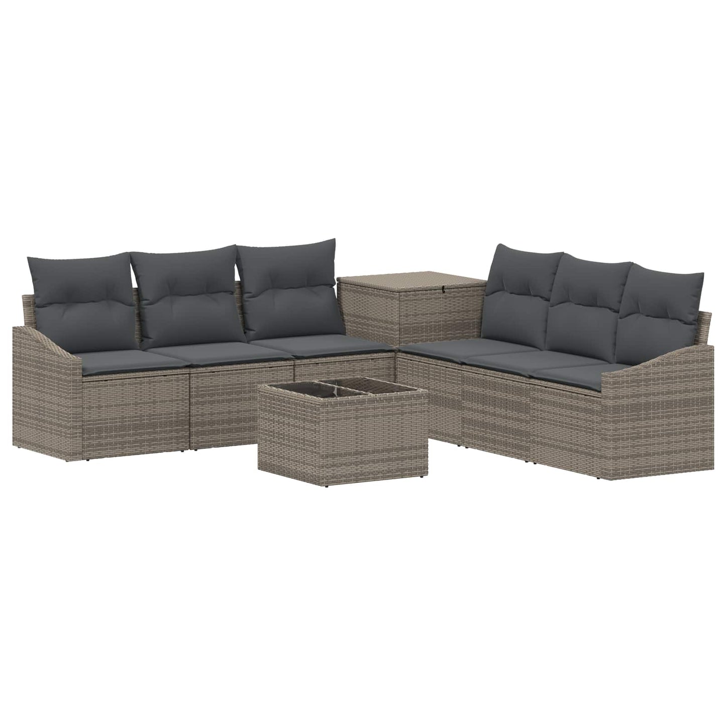 Sofa Set 8 stk. Grau und Dunkelgrau Polyrattan und Stahl