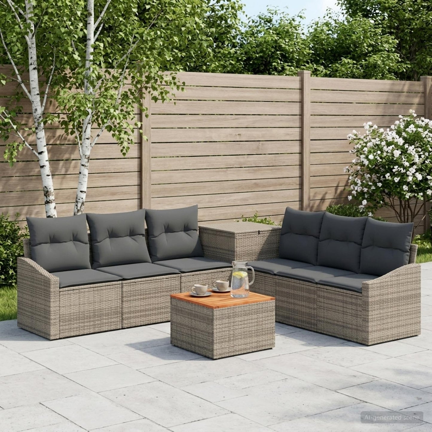 Sofa Set 8 stk. Grau und Dunkelgrau Polyrattan und Stahl