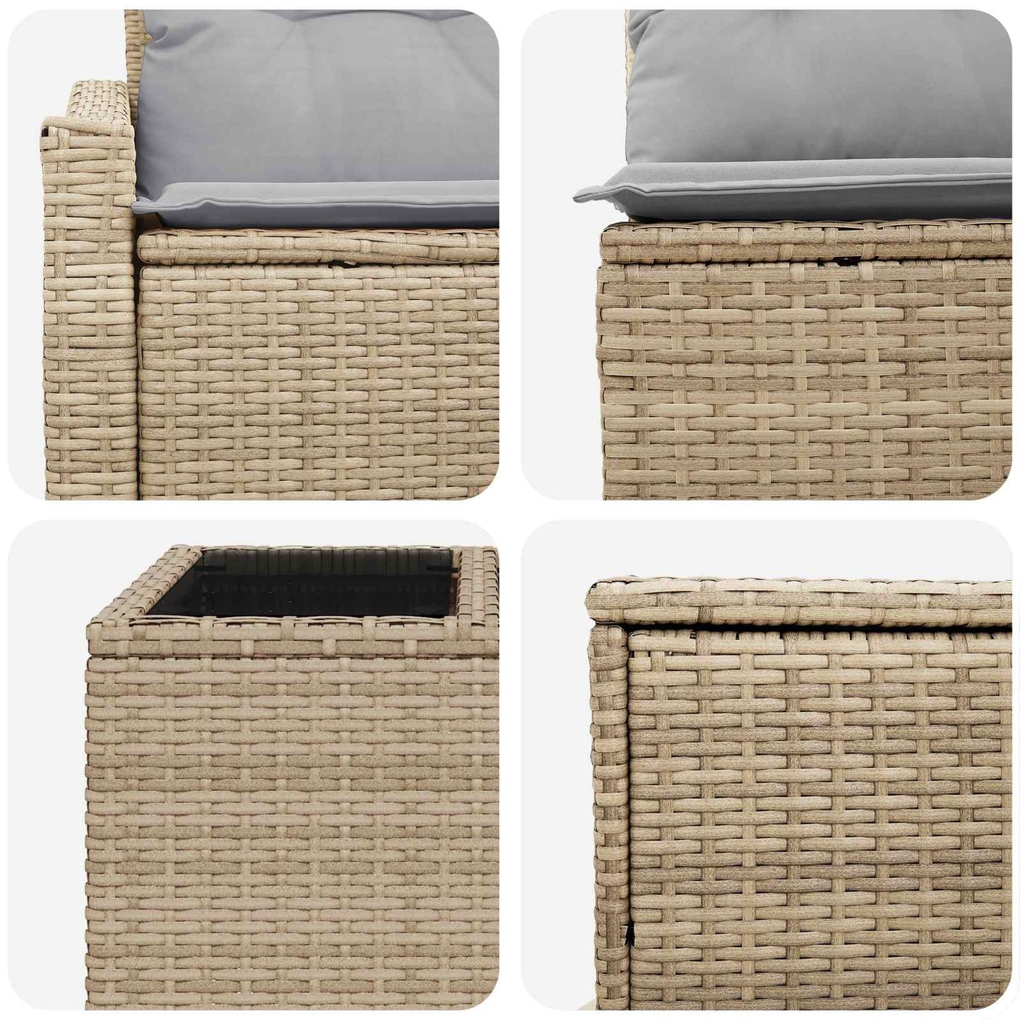 Sofa Set 8 stk. Beige und Hellgrau Polyrattan und Stahl