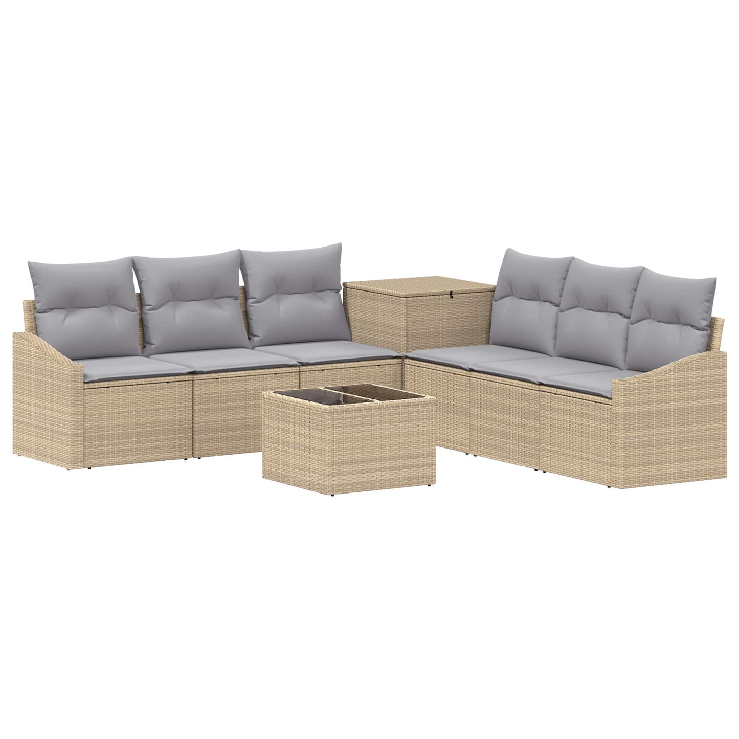 Sofa Set 8 stk. Beige und Hellgrau Polyrattan und Stahl