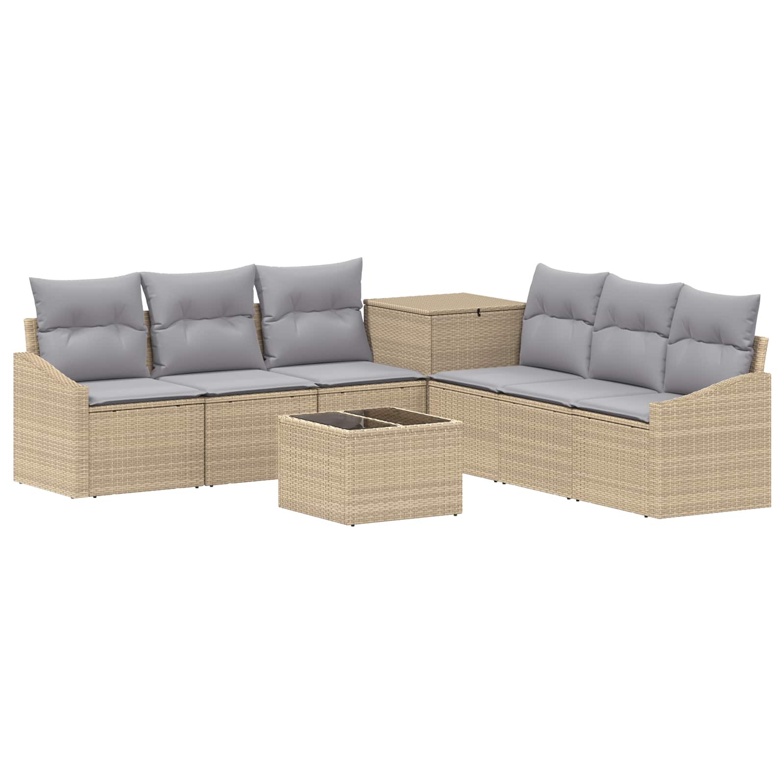 Sofa Set 8 stk. Beige und Hellgrau Polyrattan und Stahl