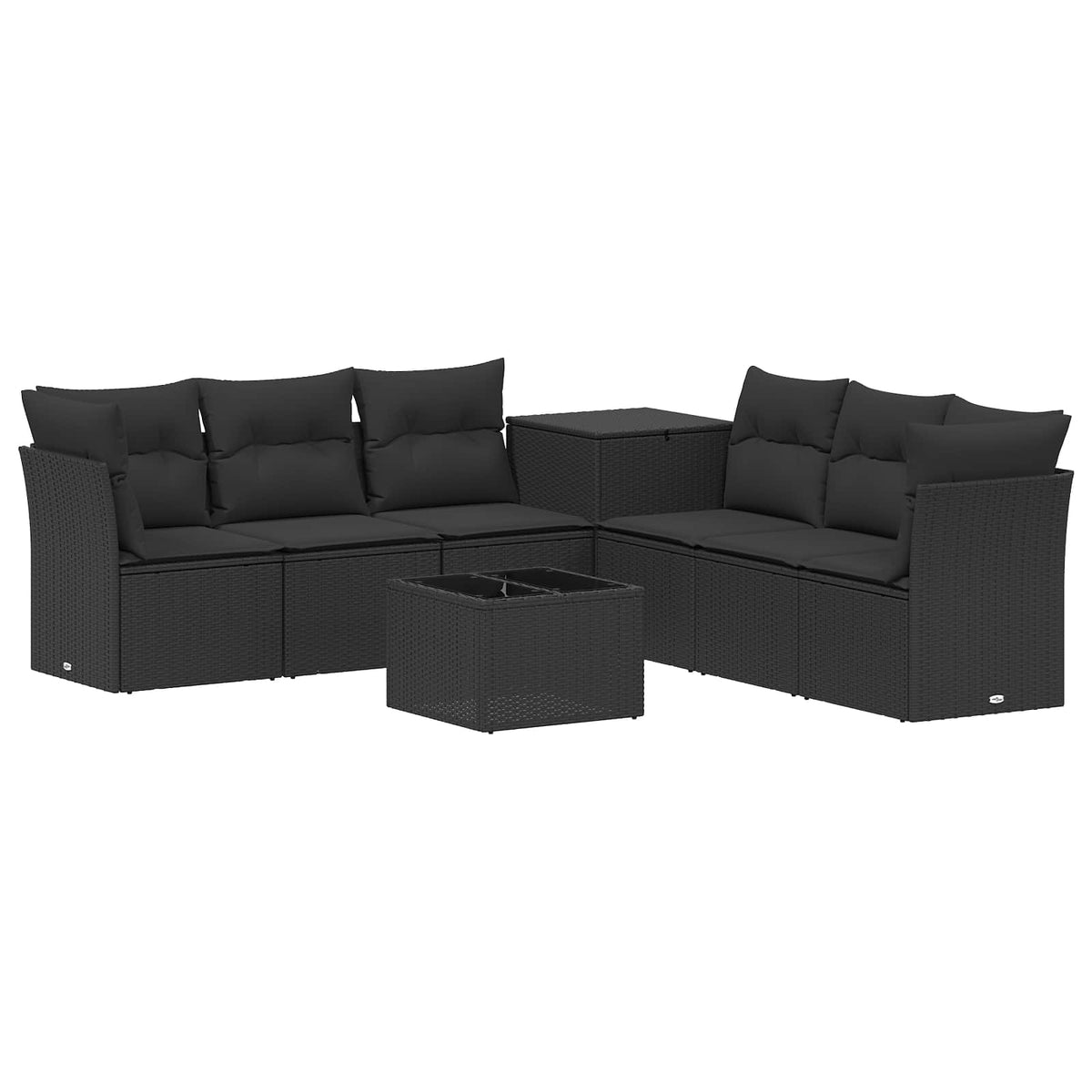 Sofa Set 8 stk. Schwarz 55 x 55 x 37 cm Polyrattan und Stahl