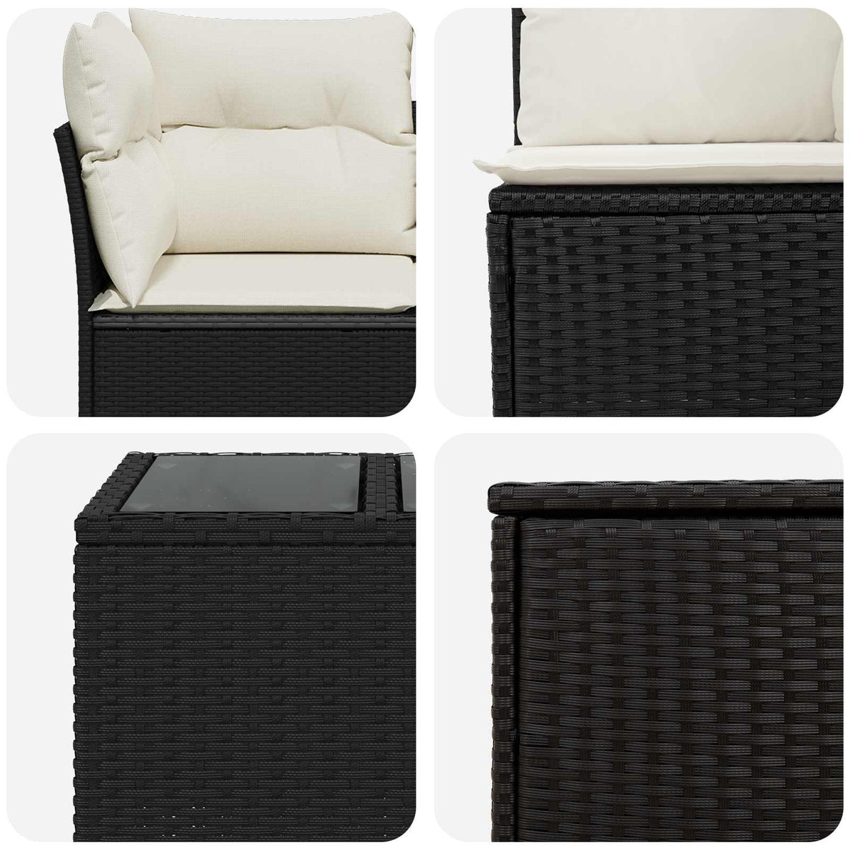 Sofa Set 8 stk. Schwarz und Cremeweiß 55 x 55 x 37 cm