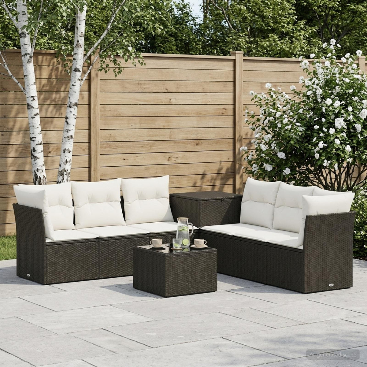 Sofa Set 8 stk. Schwarz und Cremeweiß 55 x 55 x 37 cm