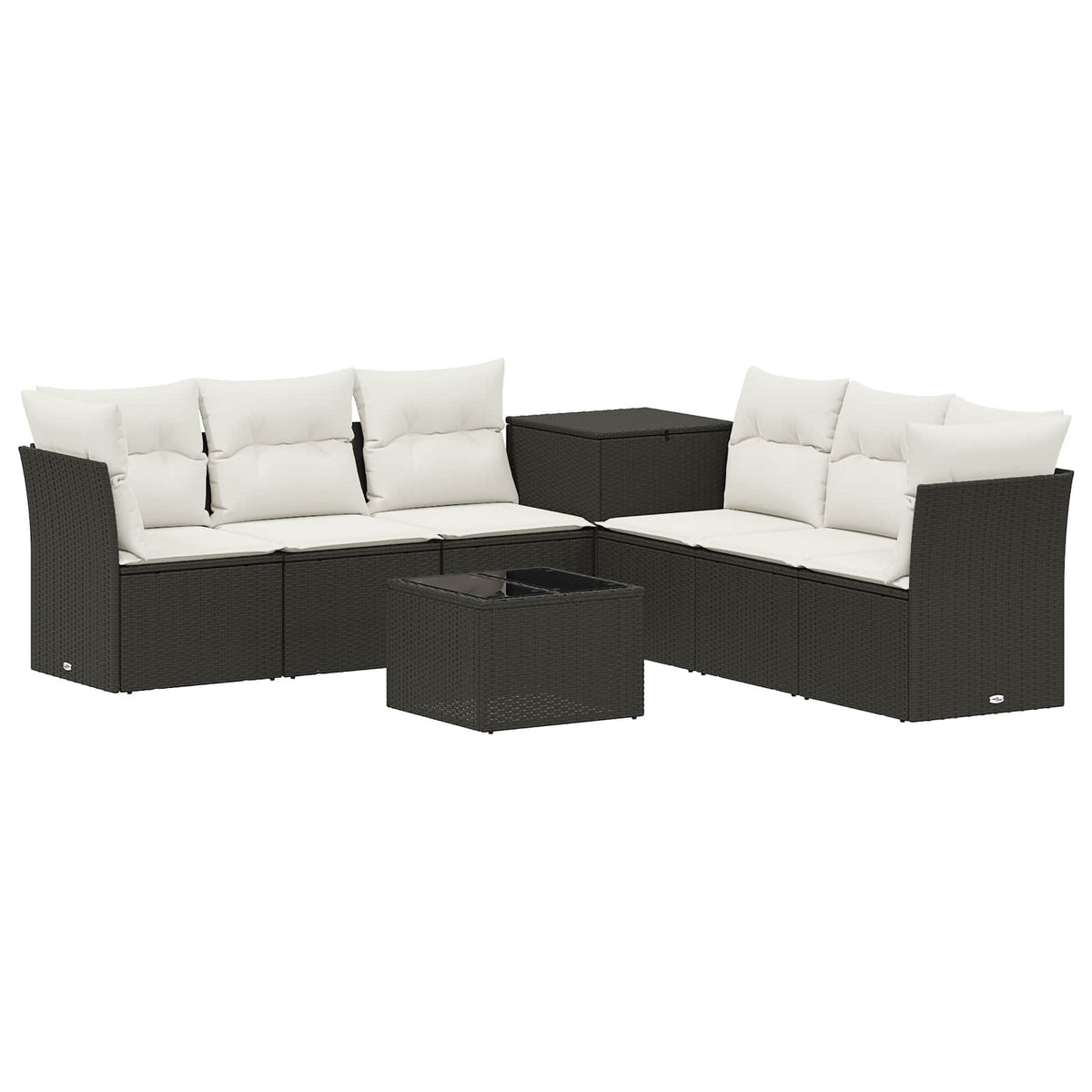 Sofa Set 8 stk. Schwarz und Cremeweiß 55 x 55 x 37 cm