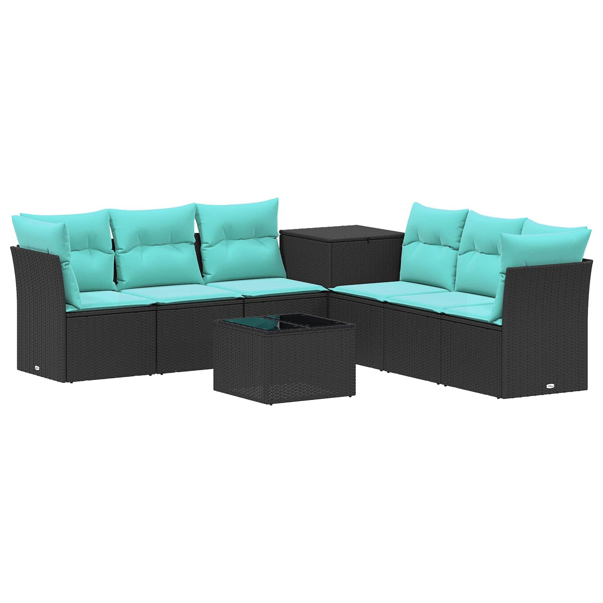 Sofa Set 8 stk. Schwarz und Blau 55 x 55 x 37 cm