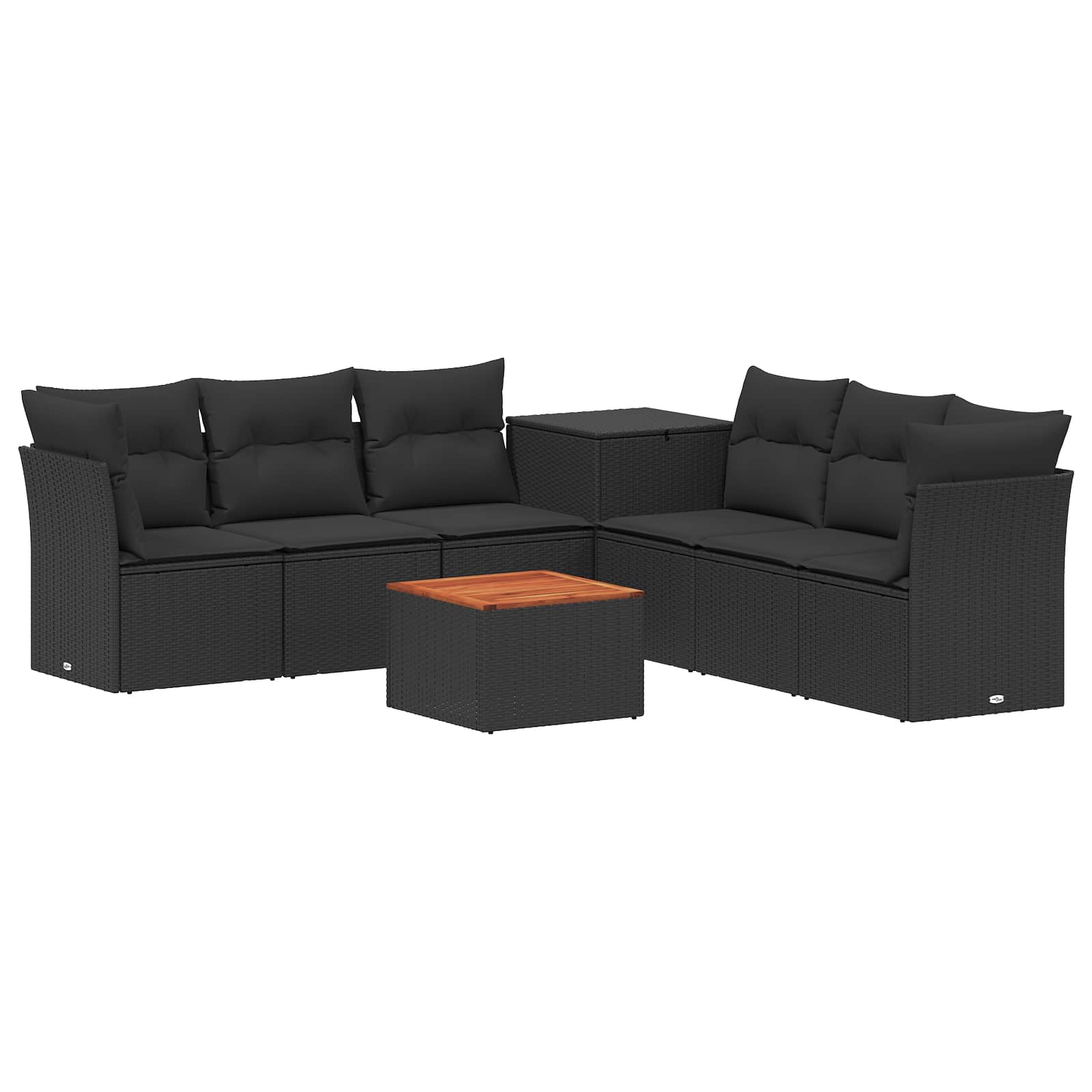Sofa Set 8 stk. Schwarz Polyrattan und Stahl