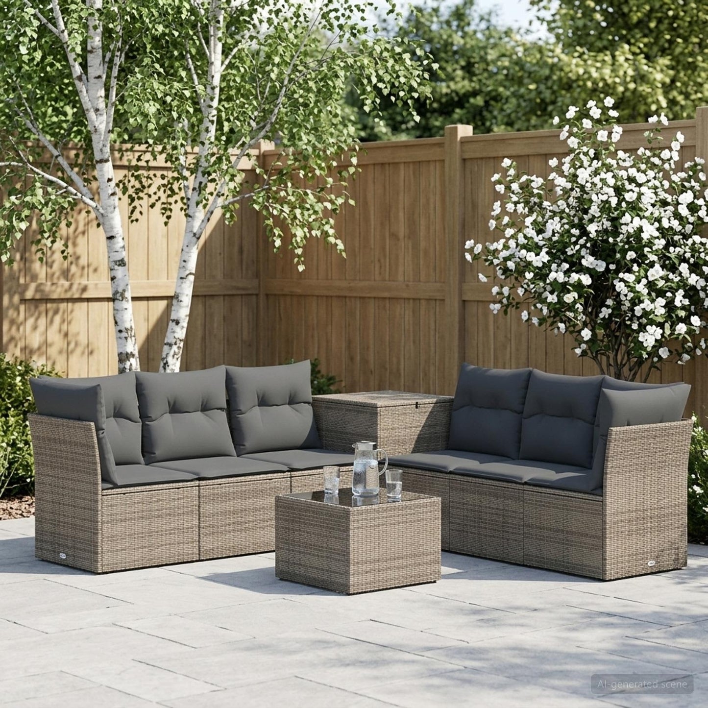 Sofa Set 8 stk. Grau und Dunkelgrau Polyrattan und Stahl
