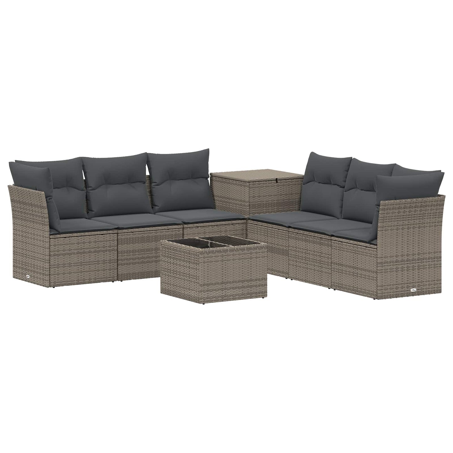 Sofa Set 8 stk. Grau und Dunkelgrau Polyrattan und Stahl