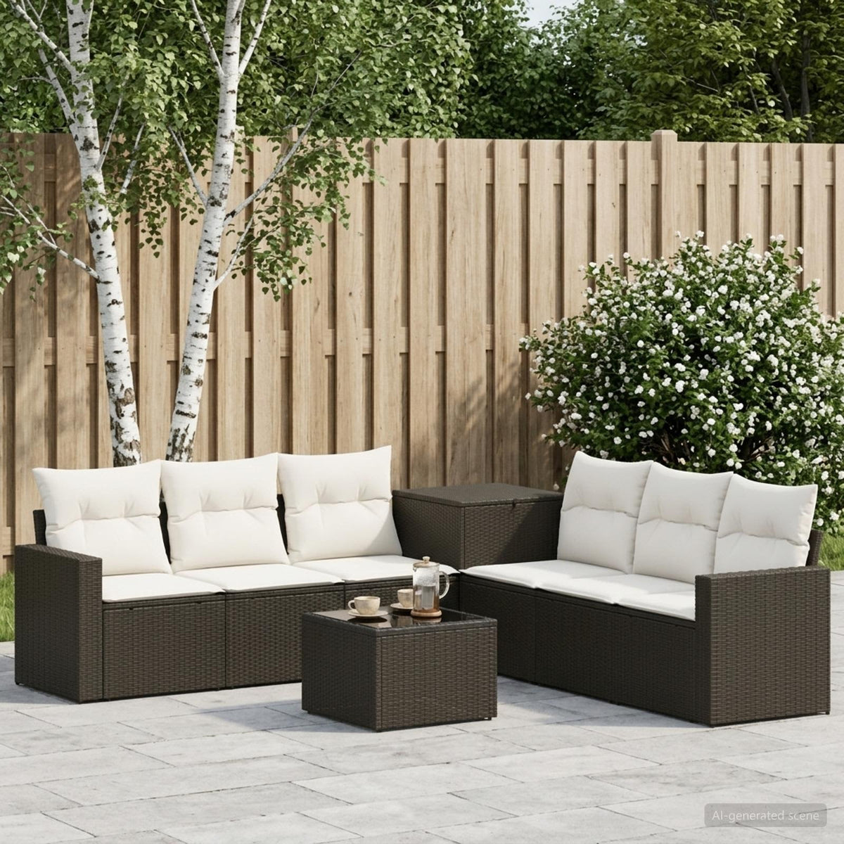 Sofa Set 8 stk. Schwarz und Cremeweiß 55 x 55 x 37 cm