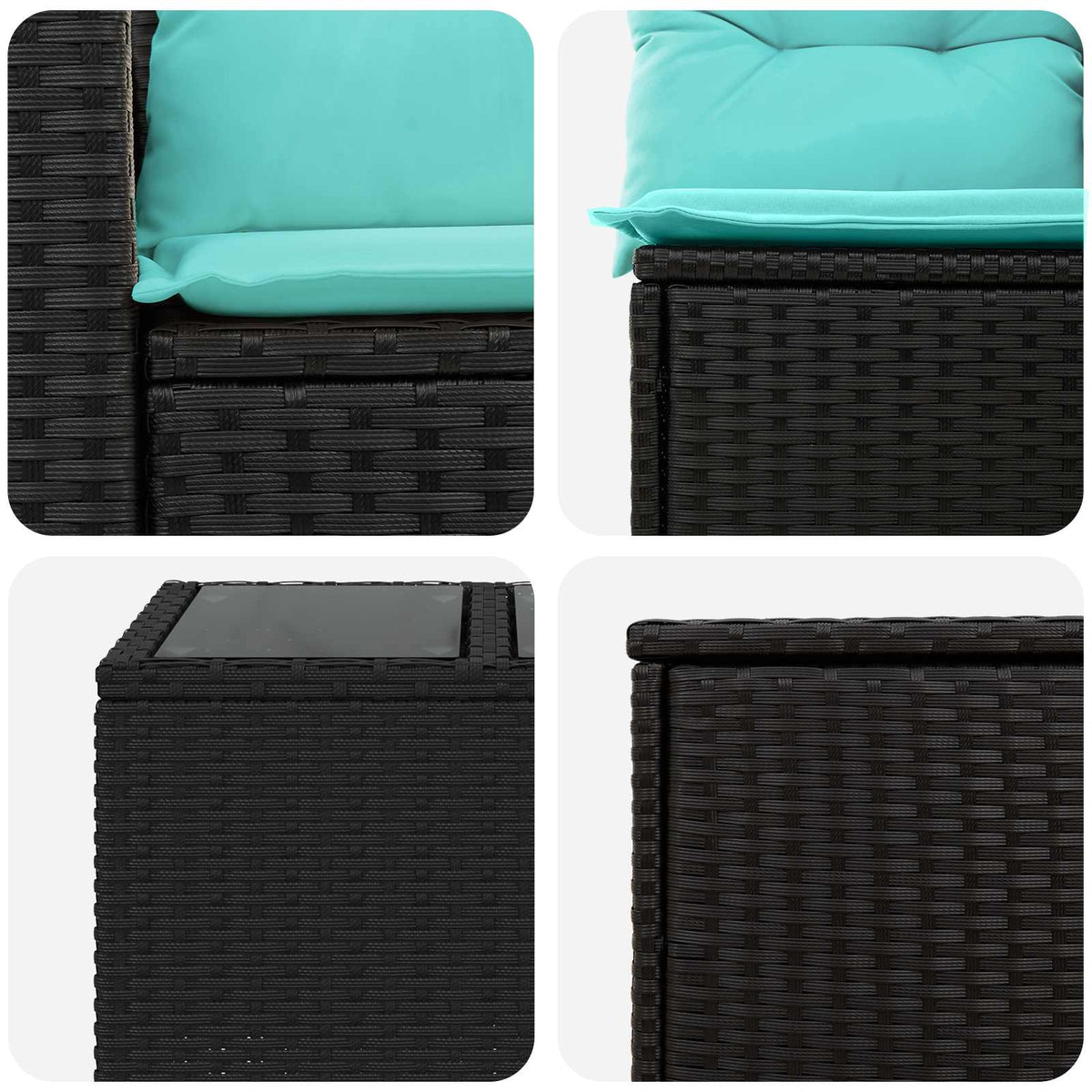 Sofa Set 8 stk. Schwarz und Blau 55 x 55 x 37 cm