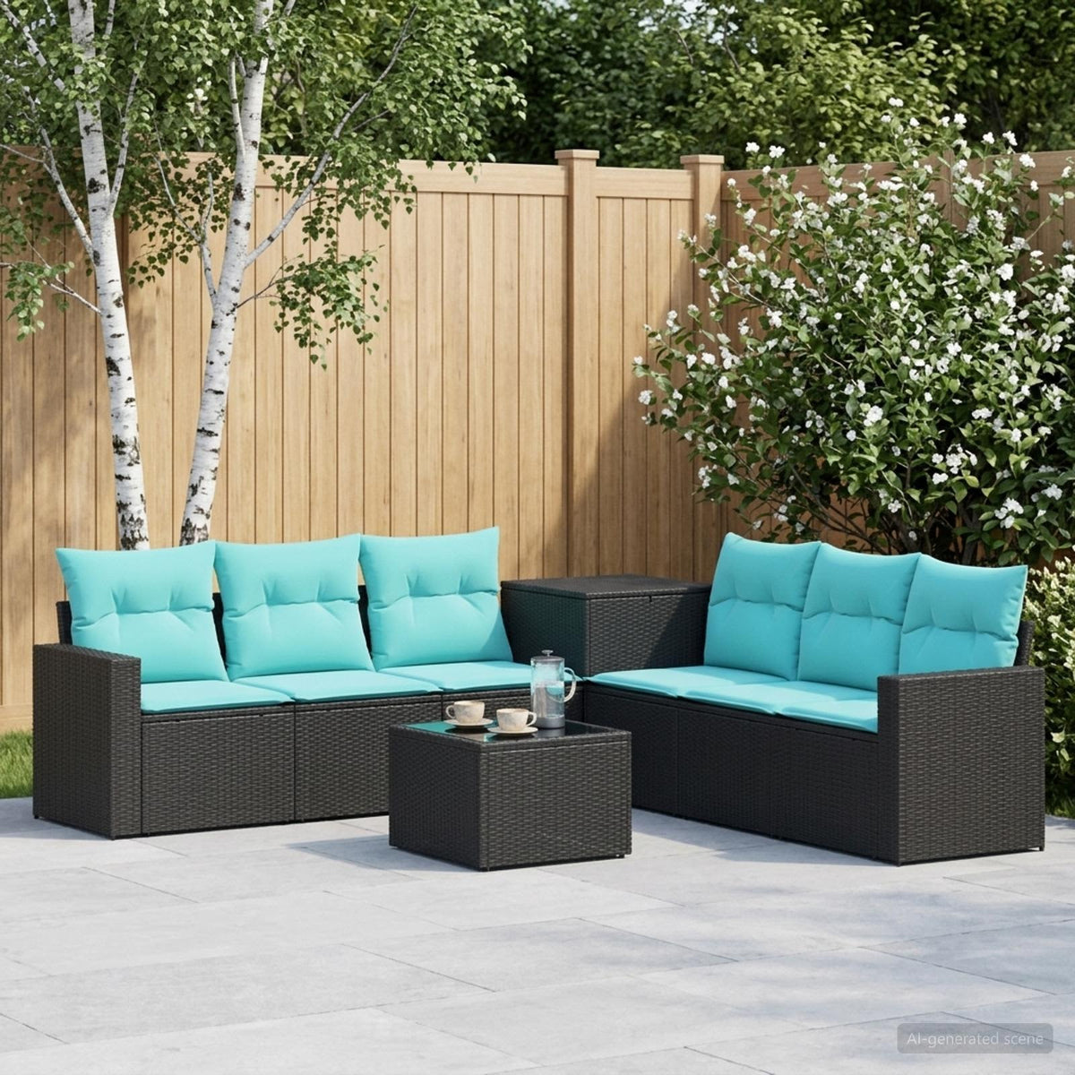 Sofa Set 8 stk. Schwarz und Blau 55 x 55 x 37 cm