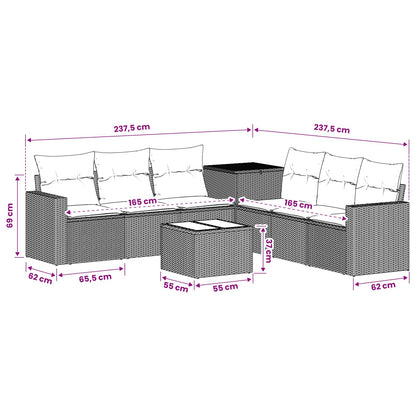 Sofa Set 8 stk. Schwarz und Blau 55 x 55 x 37 cm