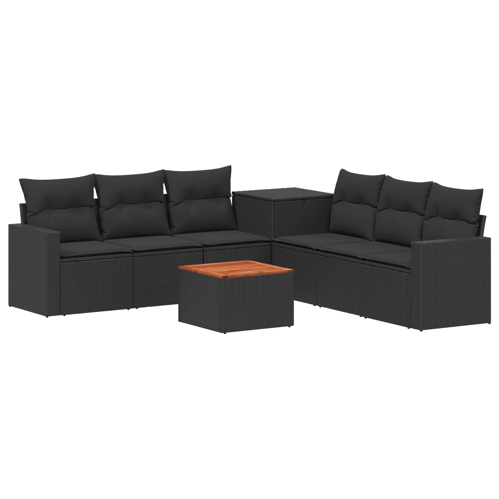 Sofa Set 8 stk. Schwarz Polyrattan und Stahl