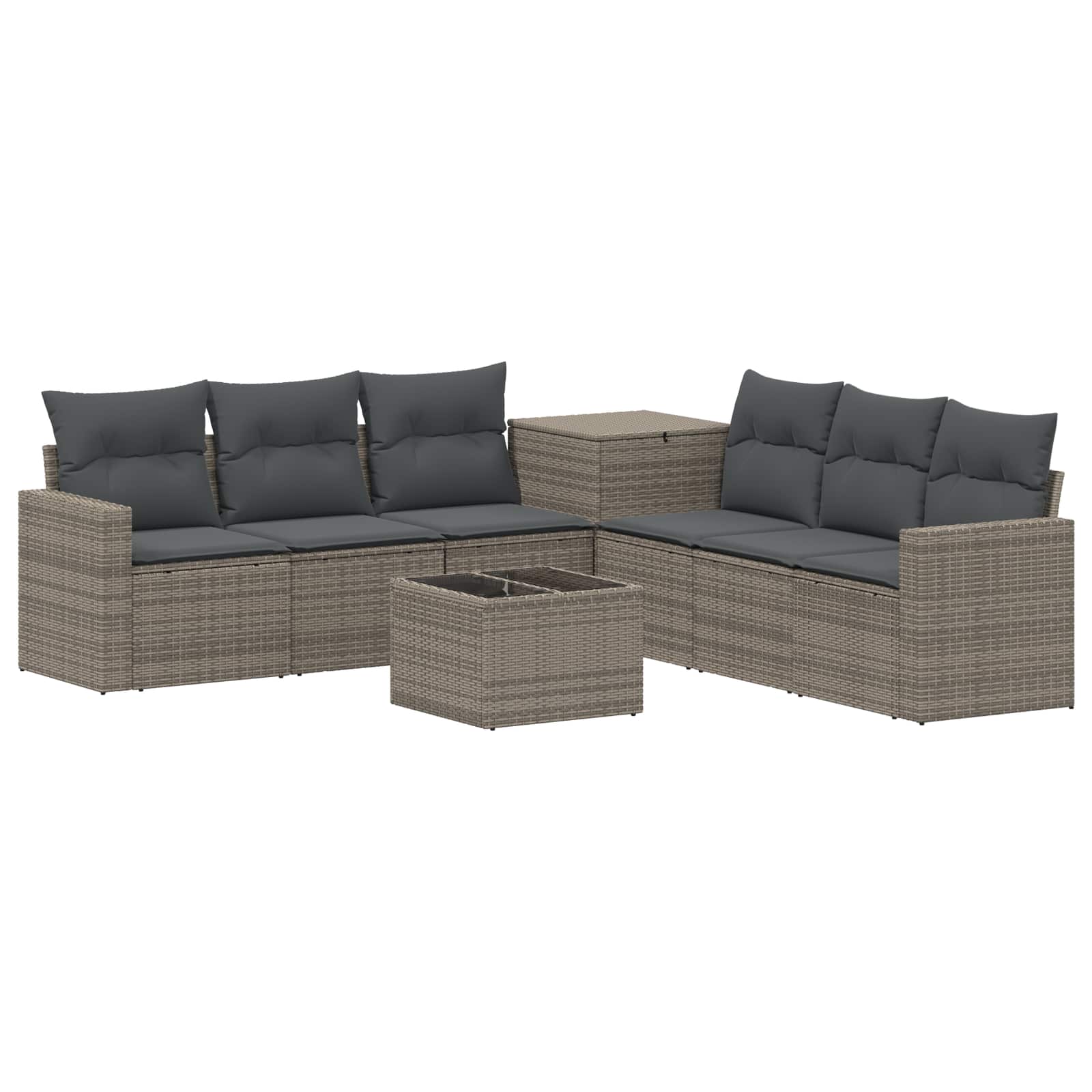 Sofa Set 8 stk. Grau und Dunkelgrau Polyrattan und Stahl