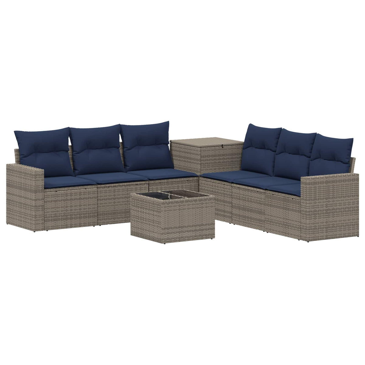 Sofa Set 8 stk. Grau und Marineblau 55 x 55 x 37 cm