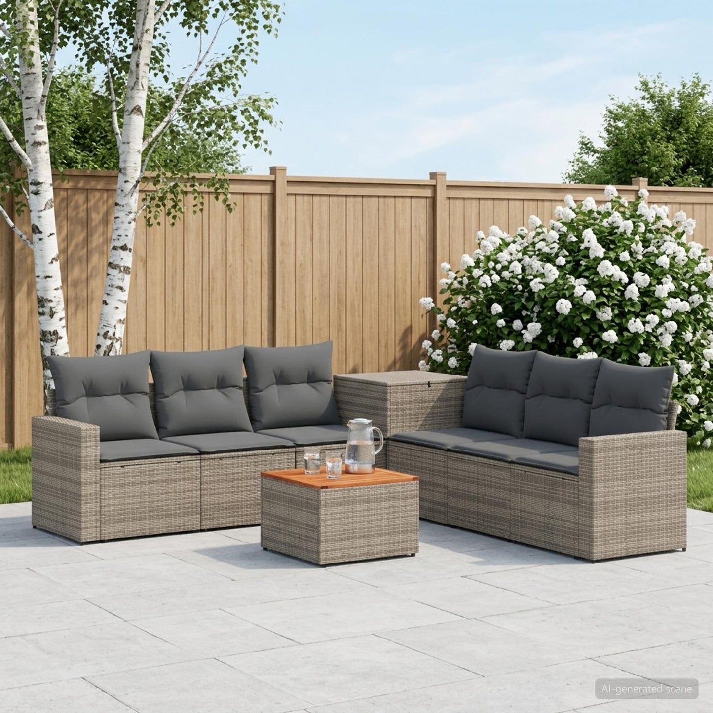 Sofa Set 8 stk. Grau und Dunkelgrau Polyrattan und Stahl