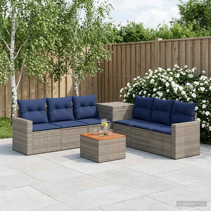 Sofa Set 8 stk. Grau und Marineblau 55 x 55 x 37 cm
