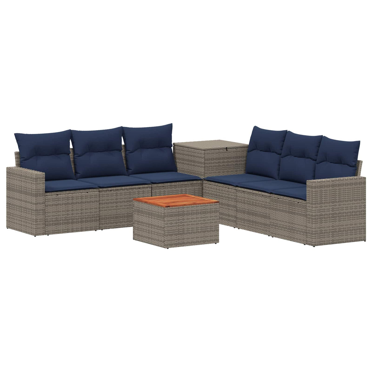 Sofa Set 8 stk. Grau und Marineblau 55 x 55 x 37 cm