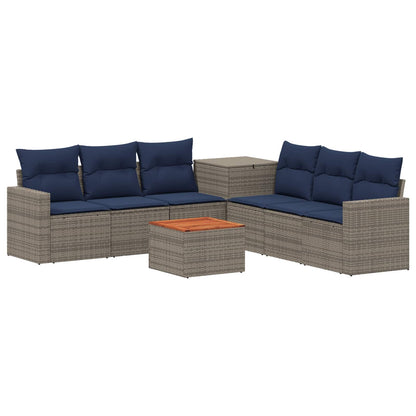 Sofa Set 8 stk. Grau und Marineblau 55 x 55 x 37 cm