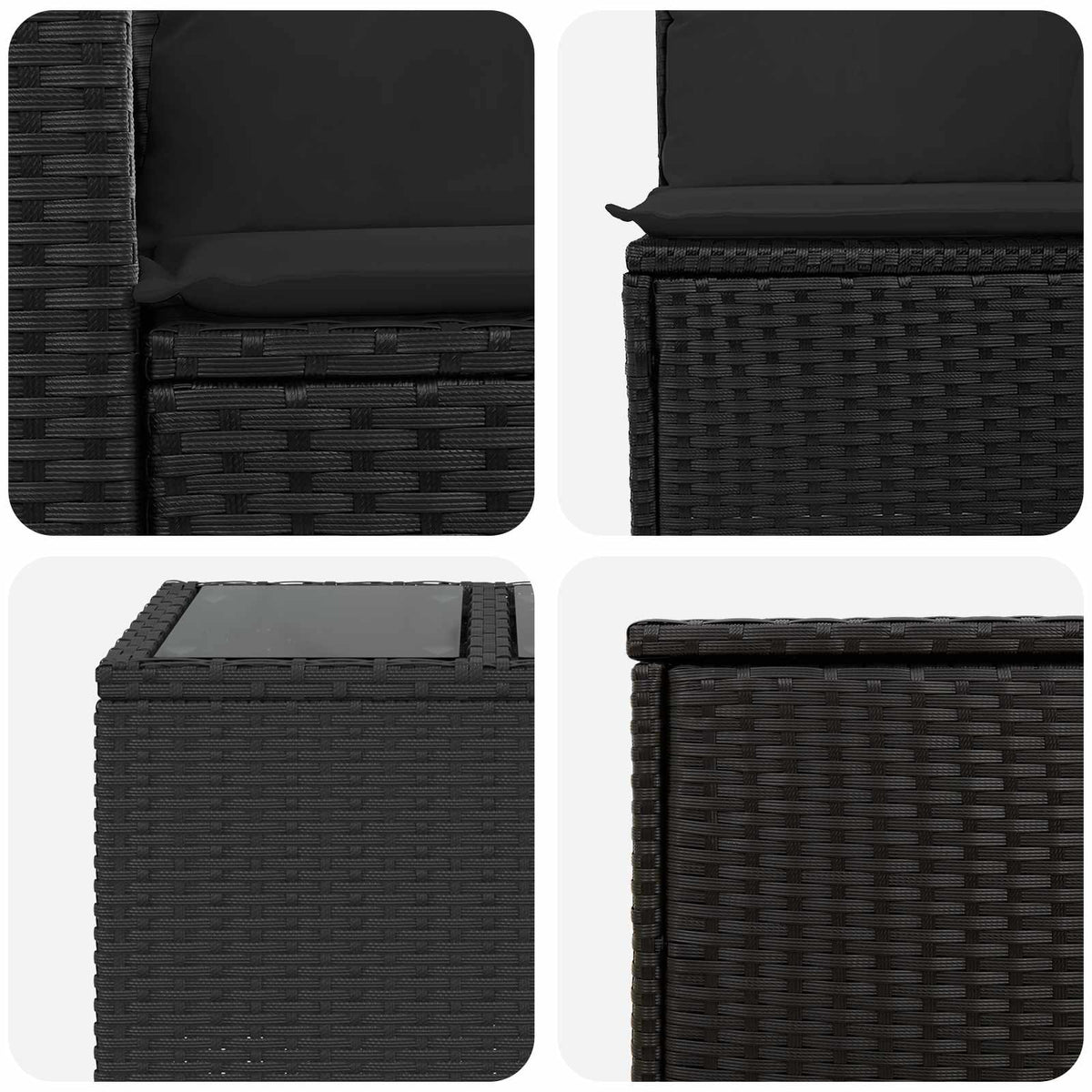 Sofa Set 8 stk. Schwarz 55 x 55 x 37 cm Polyrattan und Stahl