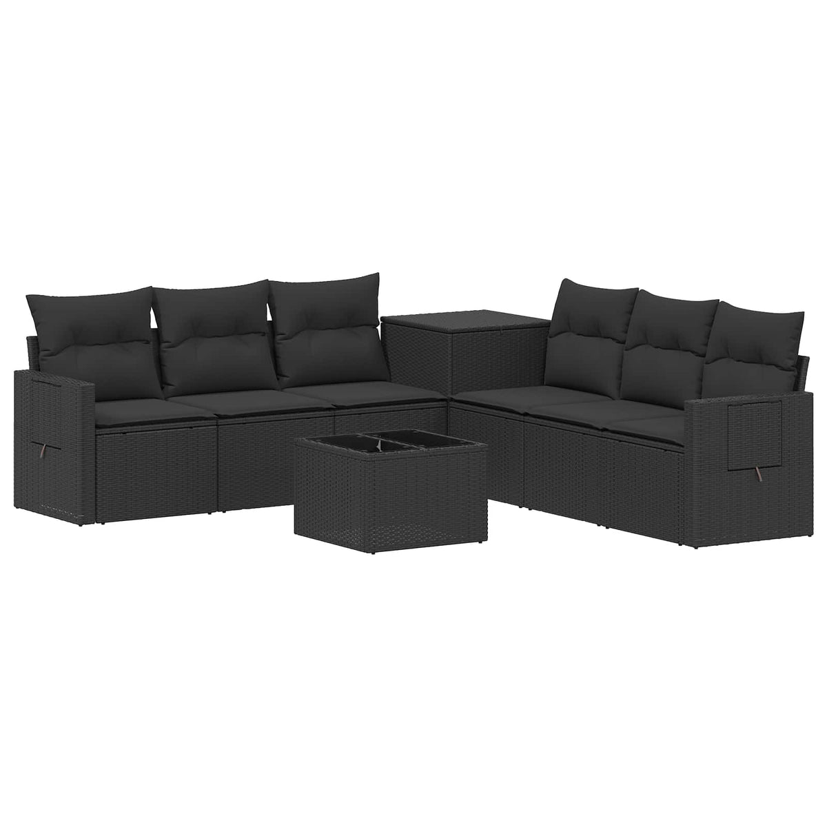 Sofa Set 8 stk. Schwarz 55 x 55 x 37 cm Polyrattan und Stahl