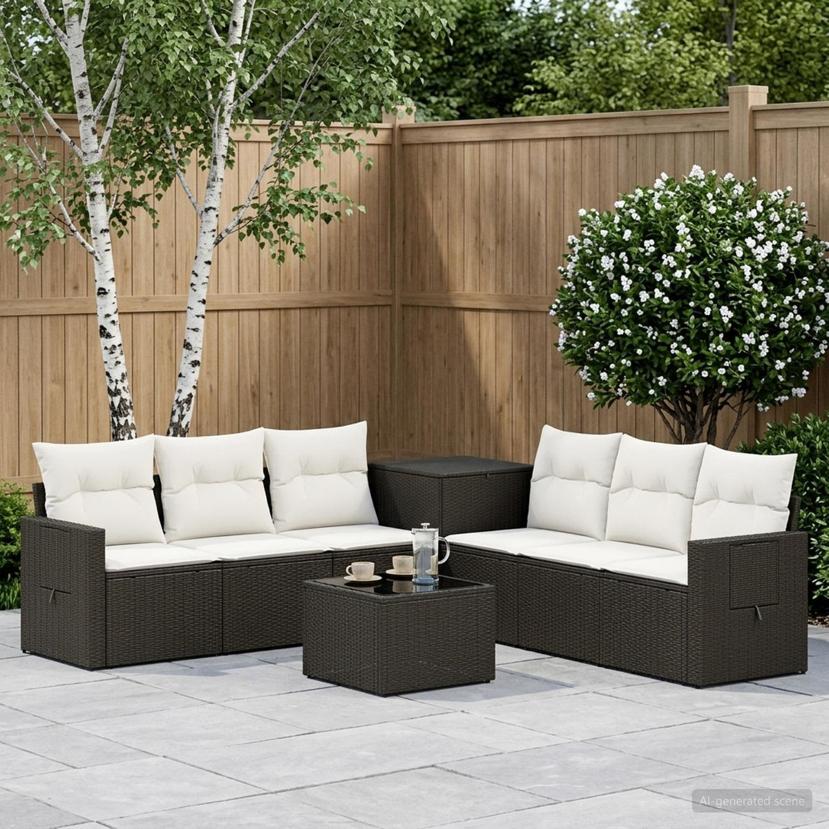 Sofa Set 8 stk. Schwarz und Cremeweiß 55 x 55 x 37 cm