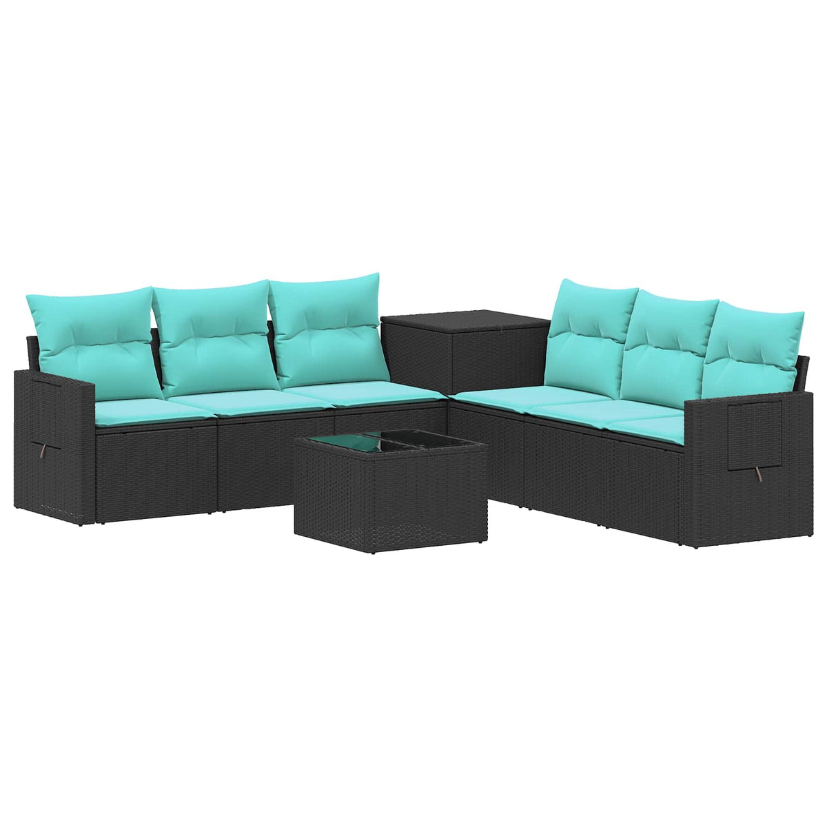 Sofa Set 8 stk. Schwarz und Blau 55 x 55 x 37 cm